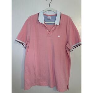 Brooks Brothers Mens Pink Short Sleeve Classic Polo Preppy Golf Heritage Large